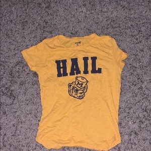 college tshirt, yellow hail shirt